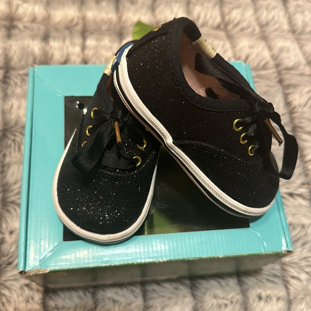 Preloved Keds x Kate Spade Champion Black Glitter Sneaker, Sz 2M